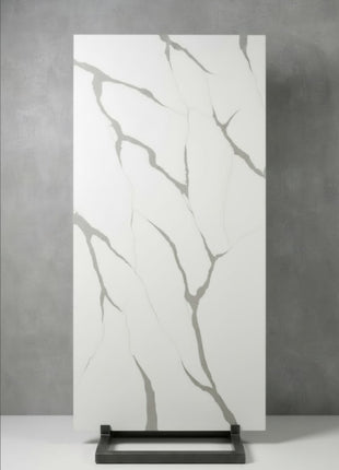 Elegant Calacatta quartz slab installed
