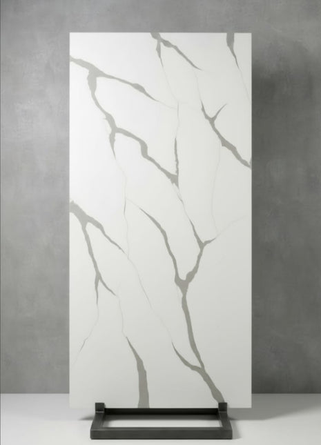 Elegant Calacatta quartz slab installed
