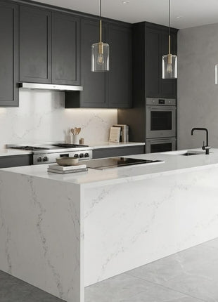 Ice Mist quartz slab installed